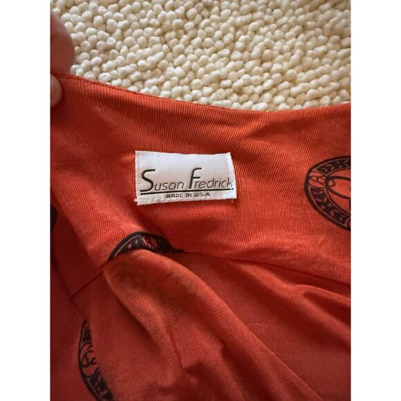 Vintage Susan Fredrick Orange and Black Design Boho Kimono - Picture 3 of 6